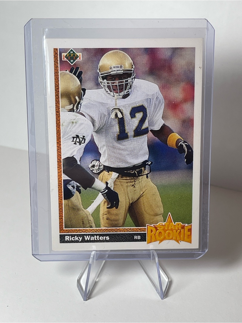 1991 UPPER DECK FOOTBALL RICKY WATTERS ROOKIE #9 NOTRE DAME